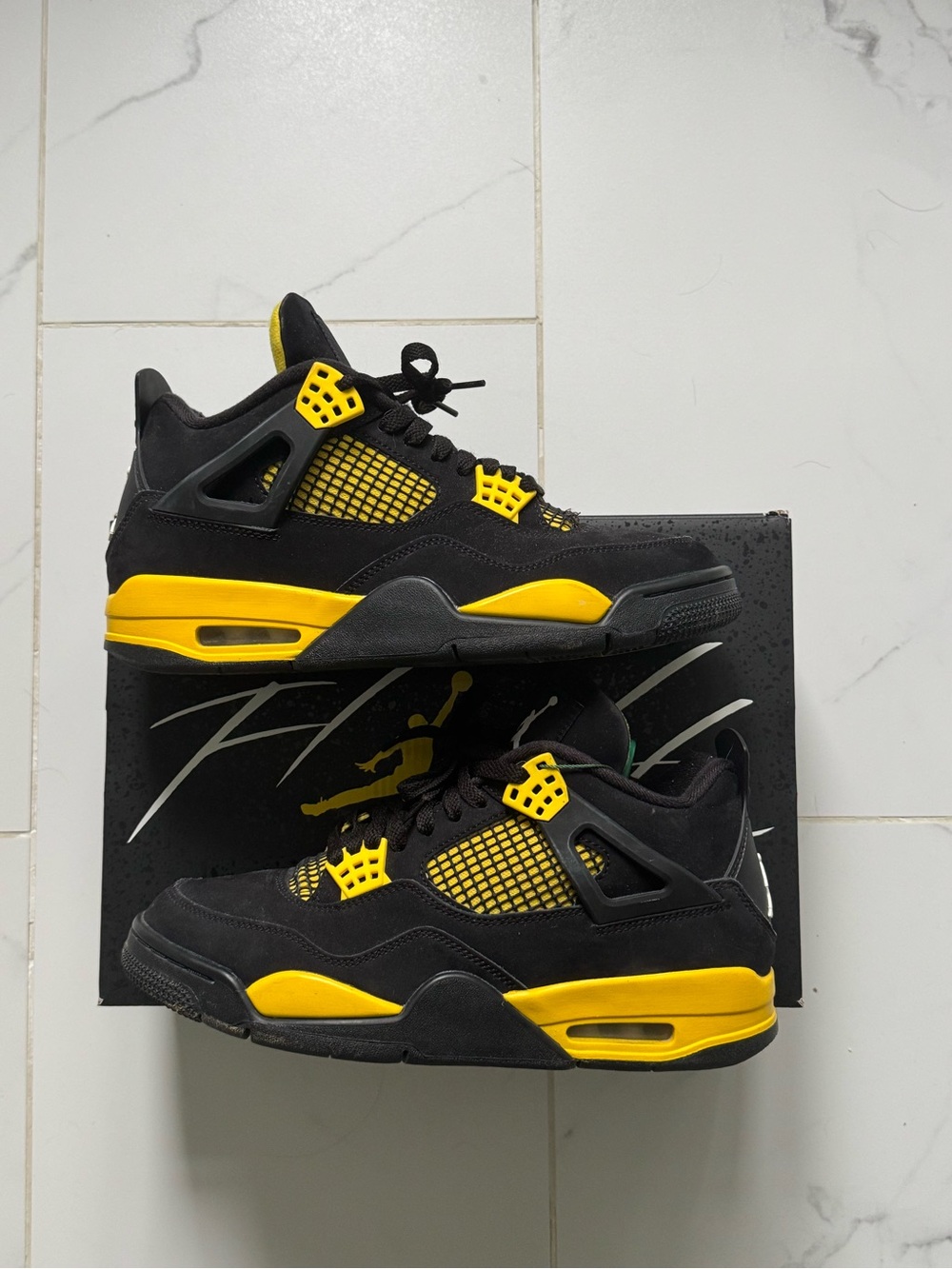 Air Jordan 4 “lightning”Black and Yellow Retro Sneakers (100% Authentic)